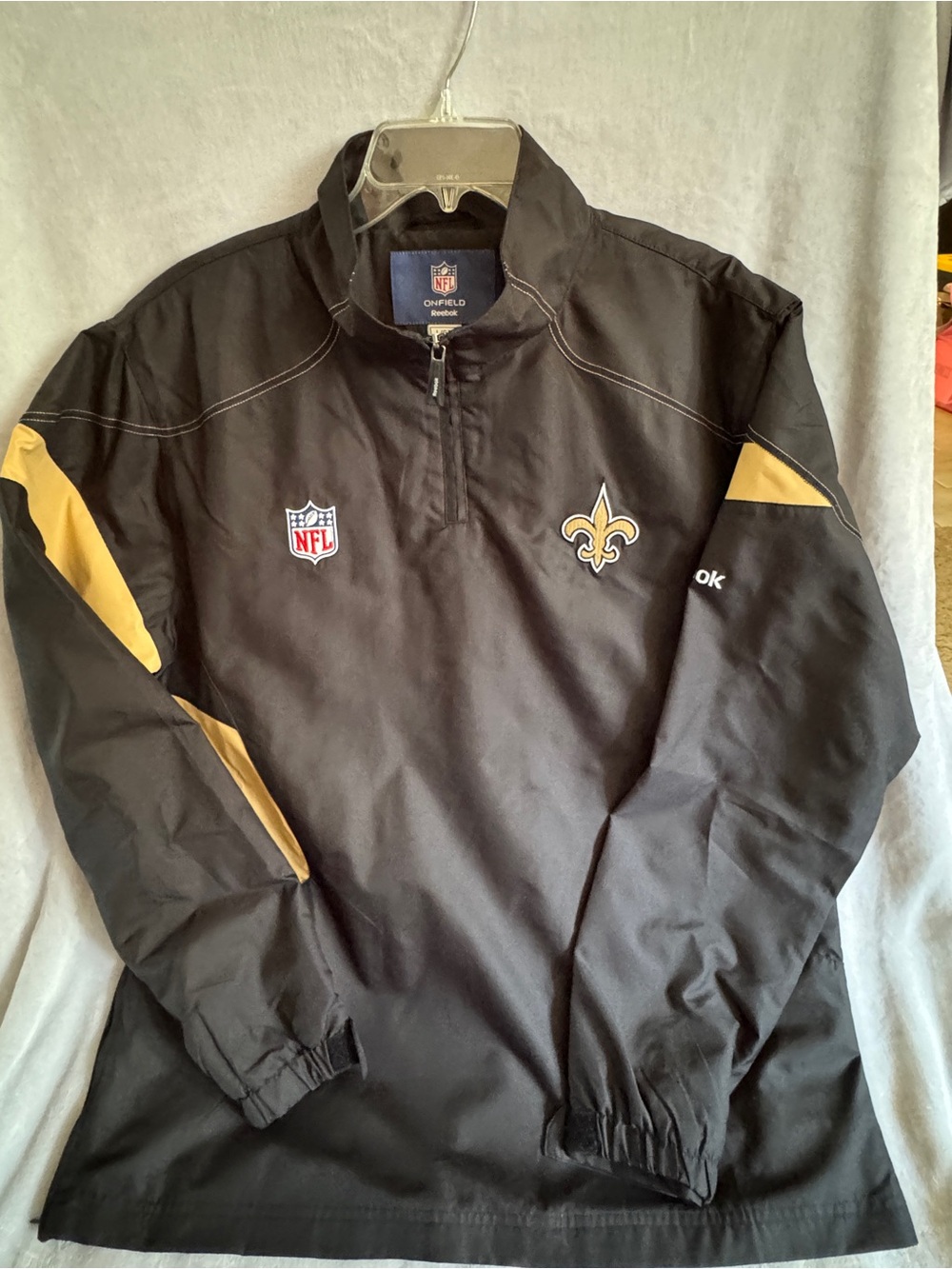 Reebok Black and Gold New Orleans Saints Windbreaker Pullover
